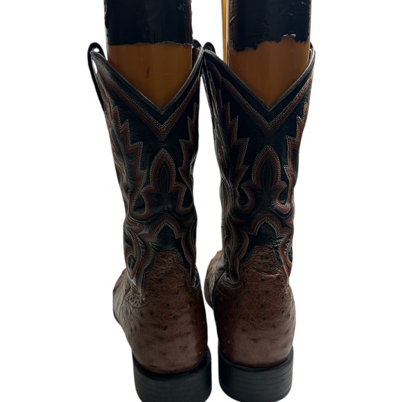Ariat ostrich Brown and Black Western Boots - Picture 3 of 13